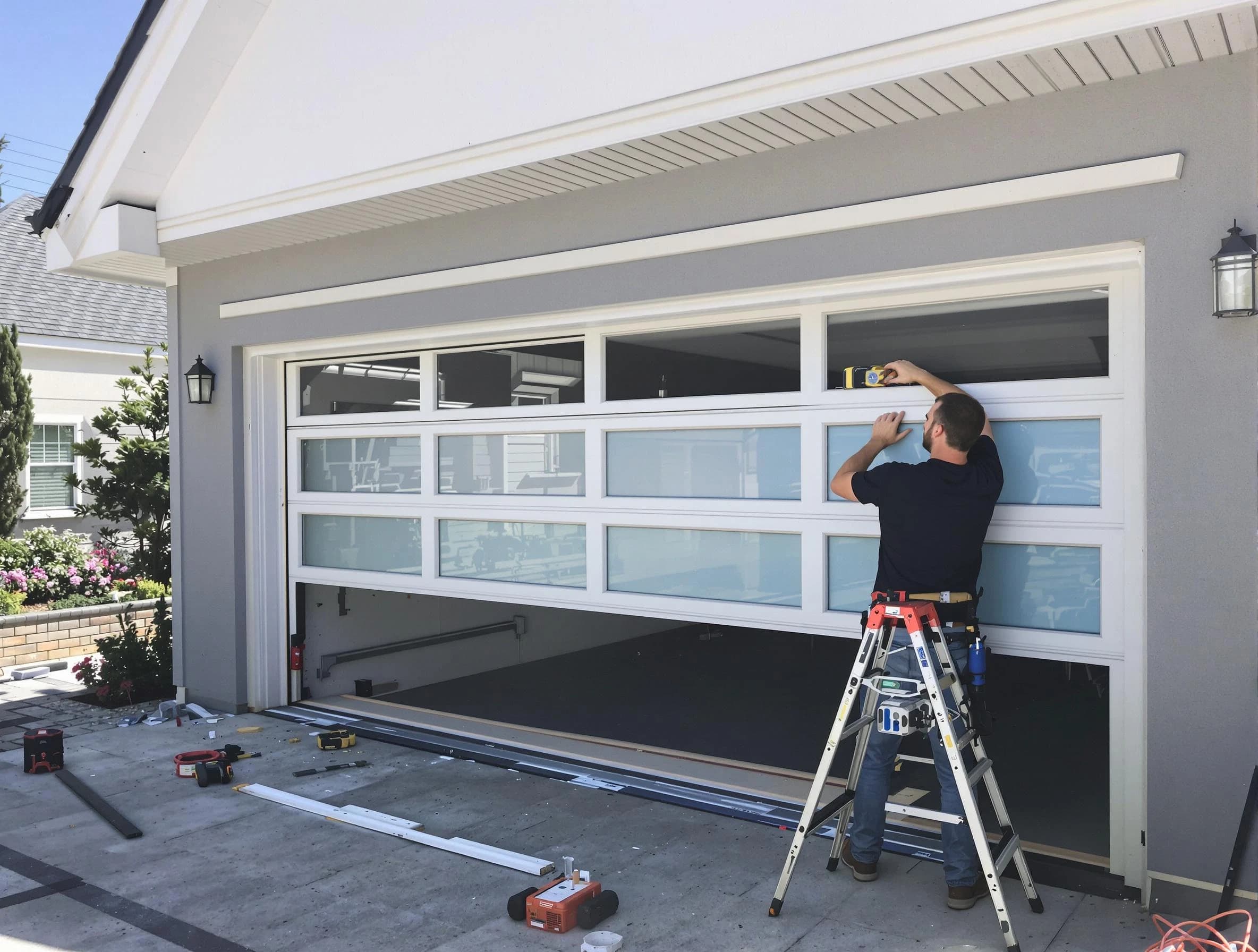 Chelmsford Garage Door Repair team performing garage door replacement in Chelmsford