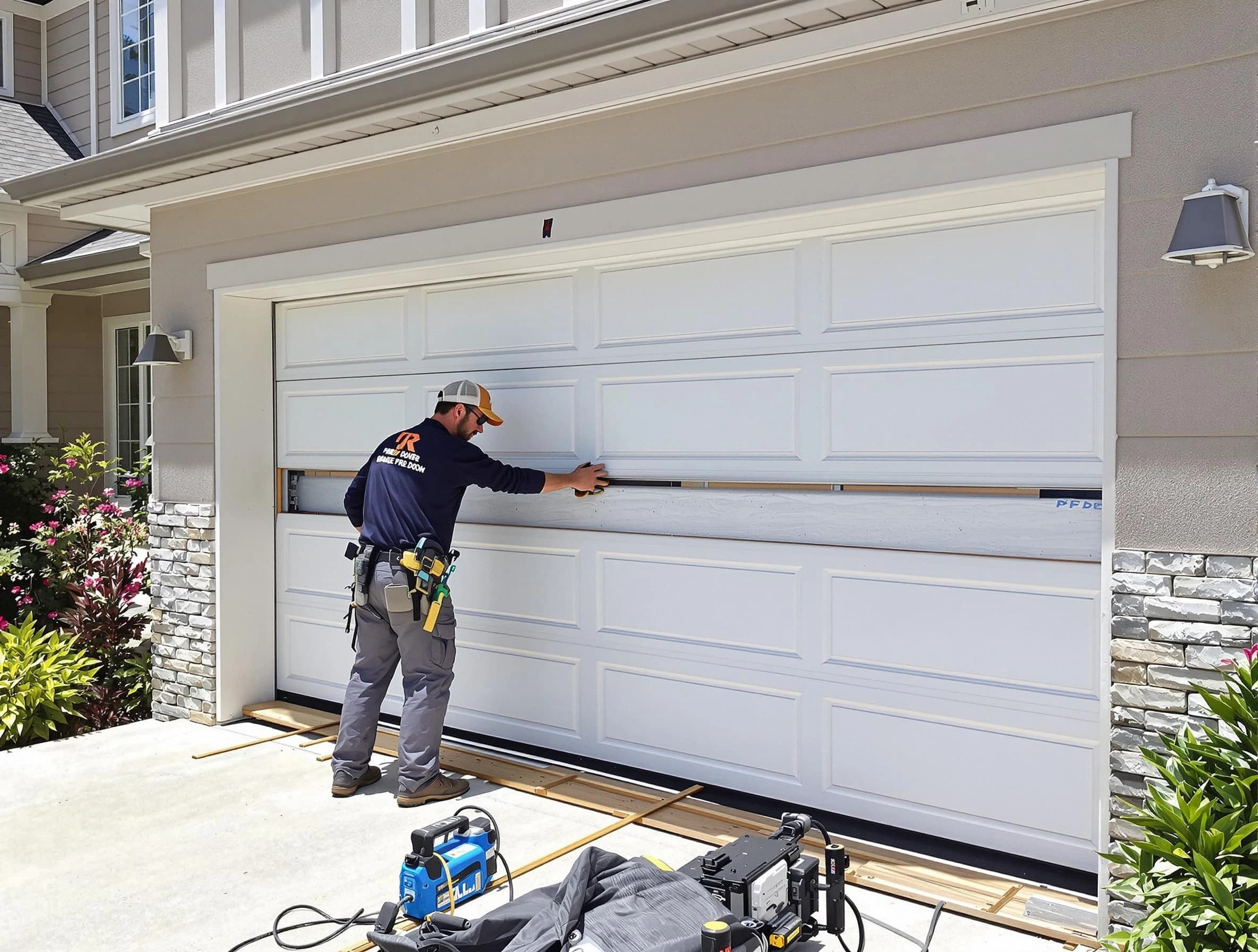 Chelmsford Garage Door Repair team performing complete garage door replacement at Chelmsford residence
