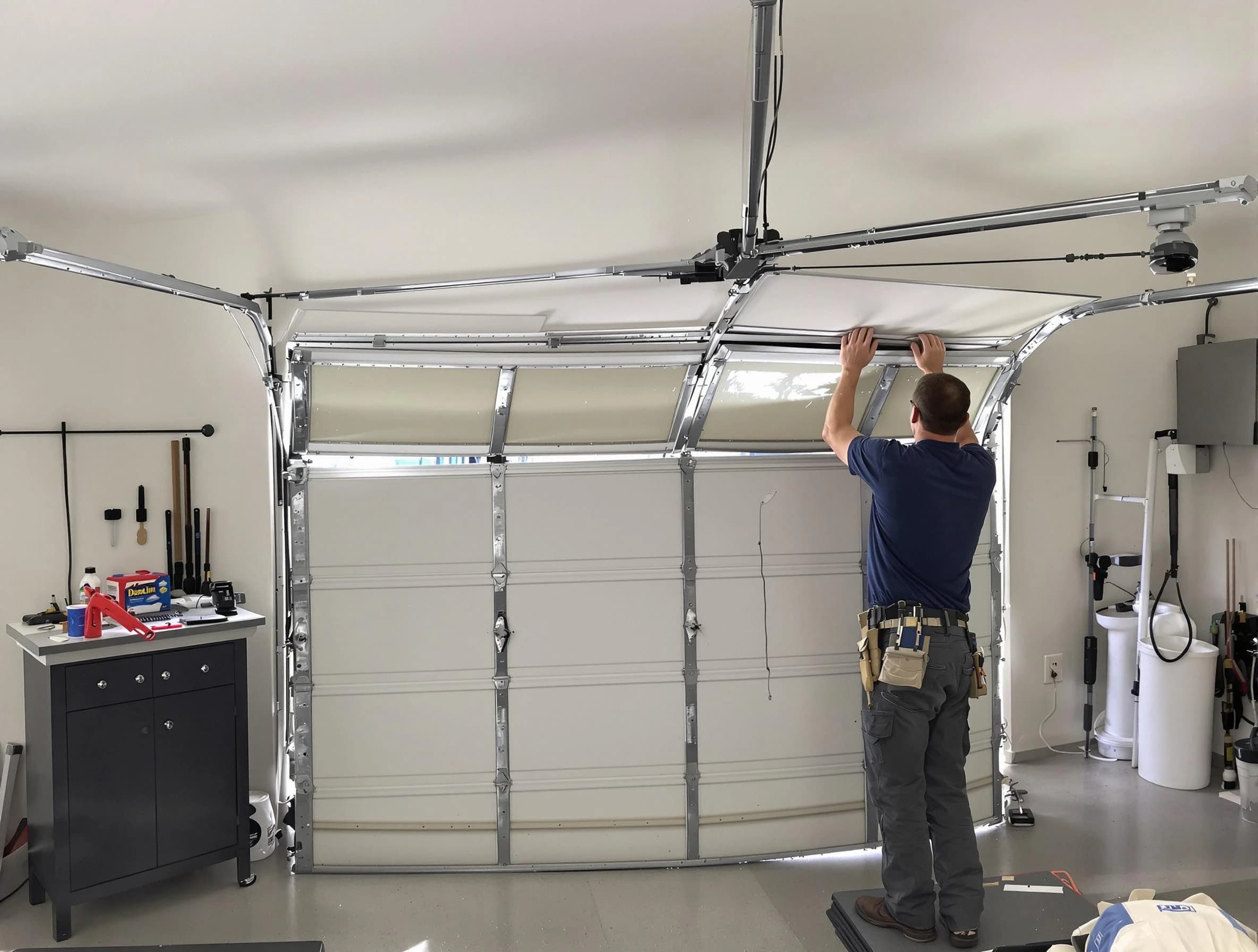 Chelmsford Garage Door Repair specialist performing precise section replacement on Chelmsford garage door