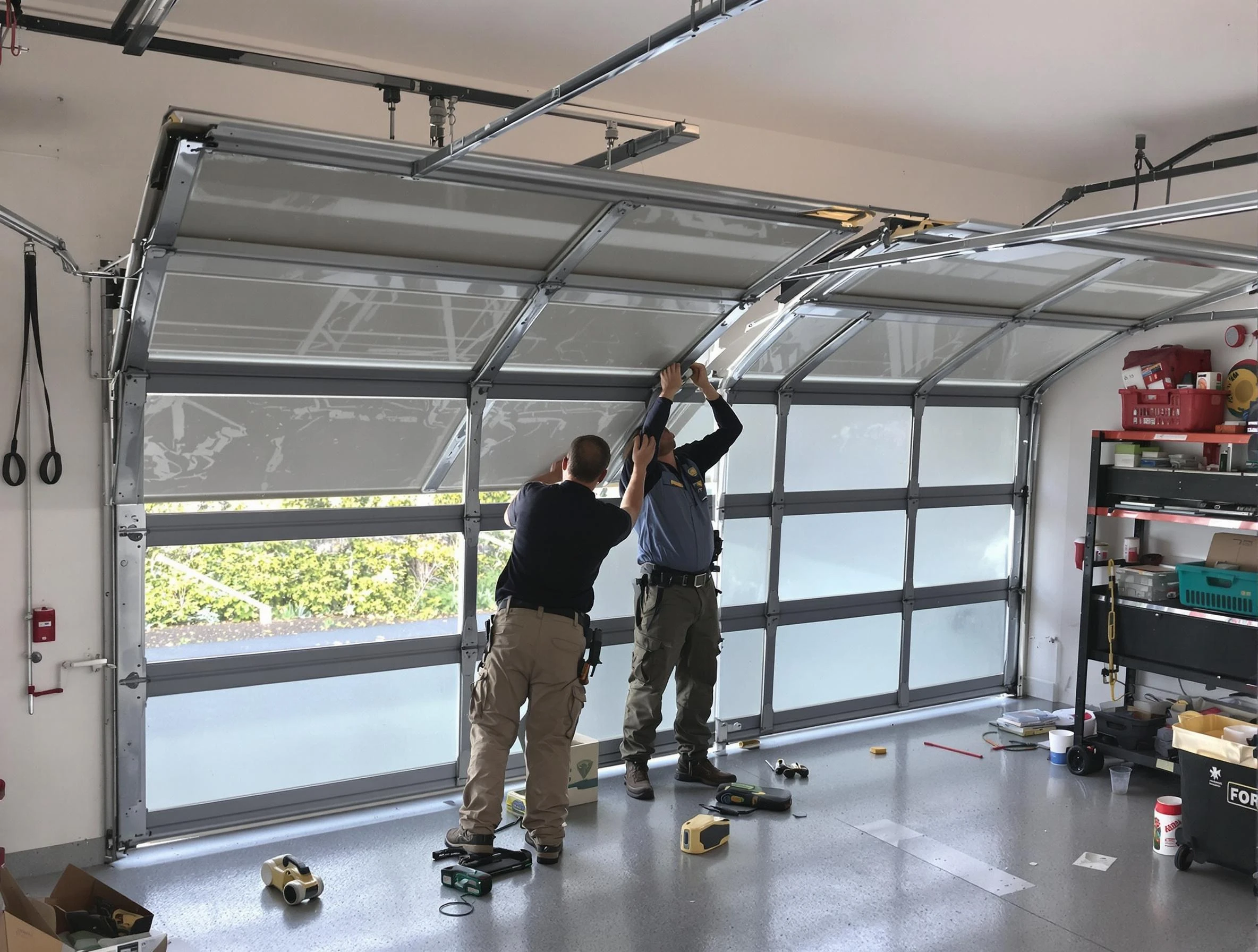 Chelmsford Garage Door Repair expert performing precise panel replacement on Chelmsford garage door